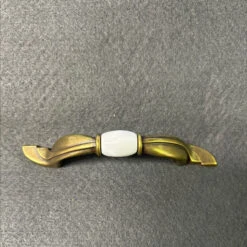3" White Ceramic Insert Pull Antique English