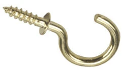 1 1/2" Cup Hook W/ Shoulder Brass Plated (100 PER BAG)