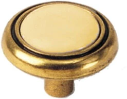 Amerock (10 Pack) 1-1/4" Almond Ceramic Insert Knob Antique Brass