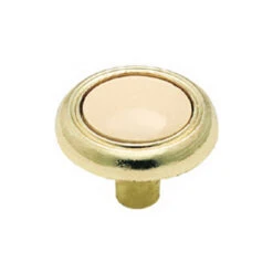 Amerock (10 Pack) 1-1/4" Almond Ceramic Insert Knob Polished Brass