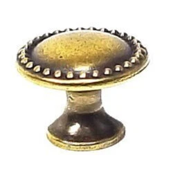 1" Light Beaded Knob Antique Brass