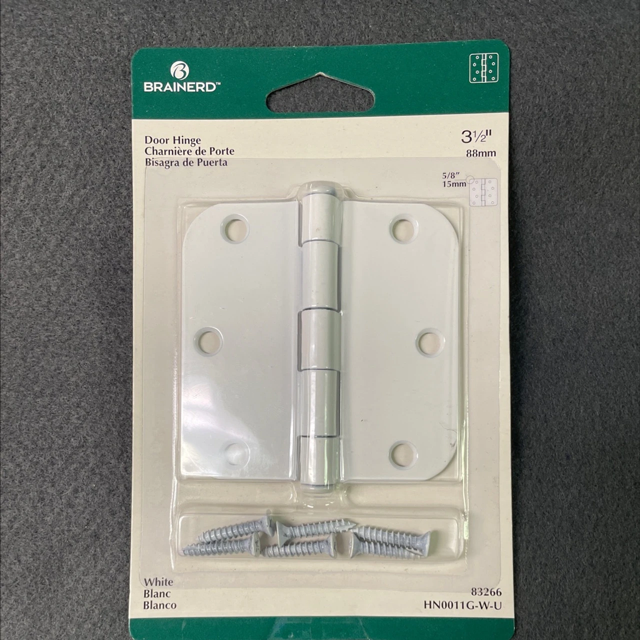 (5-pack) 3-1/2" Hinge 5/8" Radius Round Corner White 1 (5-pack) 3-1/2" Hinge 5/8" Radius Round Corner White