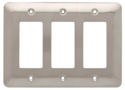 Liberty Hardware - Stamped Round Decorative Triple Rocker Switch Plate - Satin Nickle - 126442