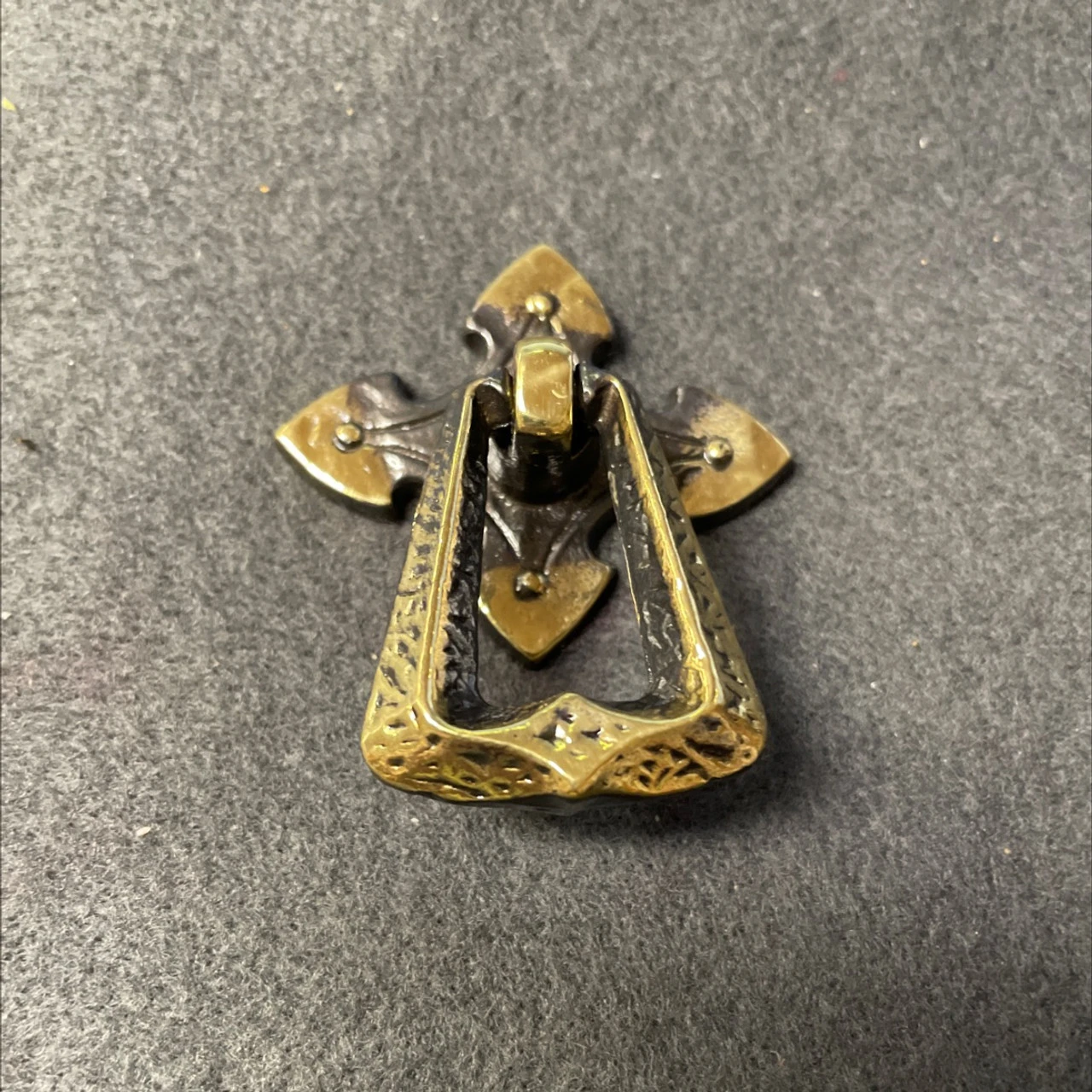 Solid Brass Antique Brass Finish Drop Pull 3 1/3" X 2" 2 Solid Brass Antique Brass Finish Drop Pull 3 1/3" X 2" - Image 2