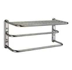 18" Towel Shelf With 2 Bars Polished Chrome