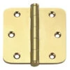 3-1/2" Polished Brass 5/8" Radius Door Hinge - Retail Carded