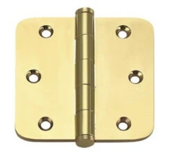 3-1/2" Polished Brass 5/8" Radius Door Hinge - Retail Carded