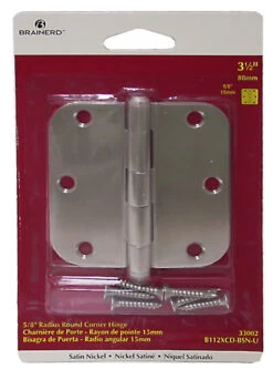 Liberty 3-1/2" Round Corner Hinge 5/8" Radius Brushed Satin Nickel Over Solid Brass LQ-B112XCD-BSN-U