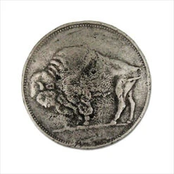 1-1/2"Buffalo Head Nickel Knob In Solid Pewter Matte With Brass Insert