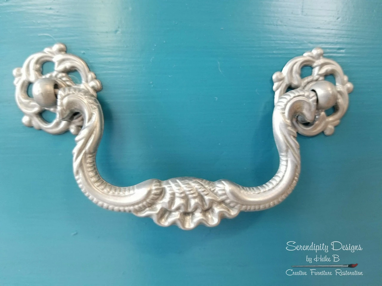 3-1/2" Baroque Bail Pull Satin Pewter 5 3-1/2" Baroque Bail Pull Satin Pewter - Image 5