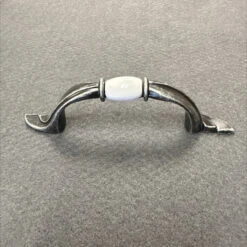 Liberty 3" Spoon Foot Pull Antique Silver With White Ceramic Insert