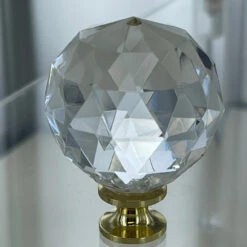 1-1/2" Large Faceted Ball Acrylic Knob With Solid Brass Base
