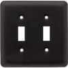 Stamped Round Double Switch Wall Plate- Flat Black