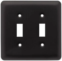 Stamped Round Double Switch Wall Plate- Flat Black