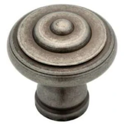 Liberty 1-3/8" Iron Craft Ringed Knob Tumbled Pewter