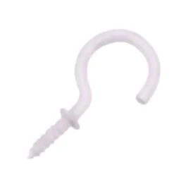 7/8" Cup Hook W/Shoulder White Epoxy Steel (100 PER BAG)