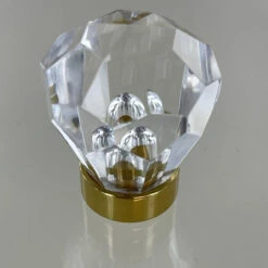 1-1/8" Acrylic Diamond Knob With Polished Solid Brass Base