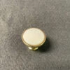 (12-Pack) 1-1/4" White Plastic Insert Knob Polished Brass