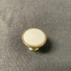 (12-Pack) 1-1/4" White Plastic Insert Knob Polished Brass