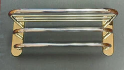 18" Towel Shelf With 2 Bars Brass And Chrome