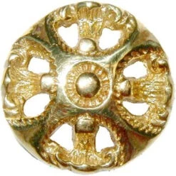 1-5/16" Victorian Style Knob Cast Brass With Stamped Brass Backplate