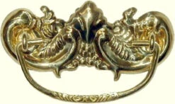 3" Victorian Style Fern Leaf Bail Pull Stamped Brass