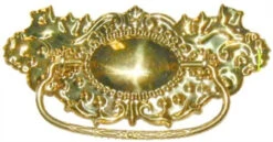 3" Victorian Style Oval Pull Stamped Brass