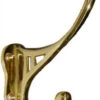 4-7/8" Front Mount Double Coat Hook Cast Brass