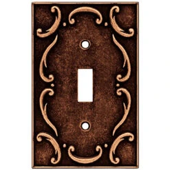 Single Switch Wall Plate - French Lace - Sponged Copper