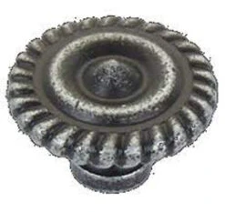1-1/4" Round Rope Edged Knob Antique Silver