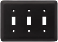 Stamped Round Triple Switch Wall Plate- Flat Black