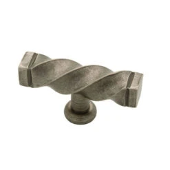 2-1/2" Iron Craft Twisted T-Knob Tumbled Pewter