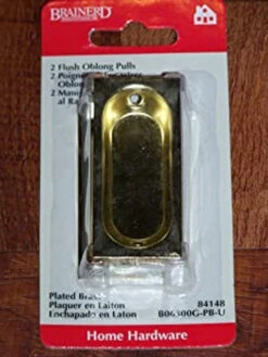 (2-Pack) 2-1/2" Oblong Flush Finger Oval Pull Brass Plated