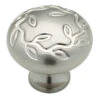 (2 Pack) 1-1/4" Leaf And Vine Knob Satin Nickel