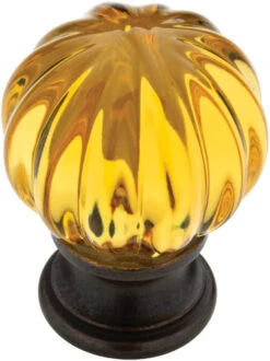 Liberty 1-1/4" Design Facets Ridge Ball Knob Statuary Bronze And Amber