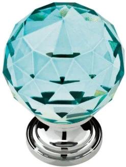Liberty 1-3/16" Chrome And Cerulean Faceted Glass Knob