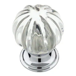 Liberty 1-1/4" Chrome And Clear Fluted Glass Round Cabinet Knob