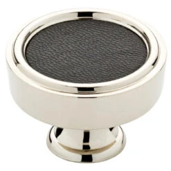 Liberty 1-1/2" Averil Knob Polished Nickel With Black Leather