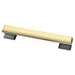Liberty 5" Dual Tone Luxe Square Pull Hierloom Silver And Bayview Brass
