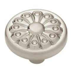 Liberty 1-1/4" Fan Design Round Knob Brushed Satin Nickel