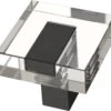 1-1/4" Square Modern Knob Matte Black And Clear Acrylic
