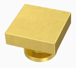 1-1/8" Square Knob Bayview Brass