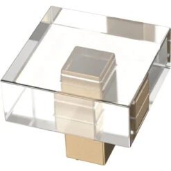 Liberty (As-Is) 1-3/16" Deco Square Acrylic Knob Champagne Bronze