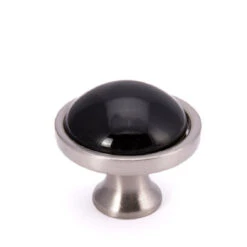 Liberty 1-3/8" Betsy Fields Knob Satin Nickel With Black Ceramic Insert