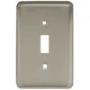 Liberty Single Switch Stamped Round Wall Plate Satin Nickel