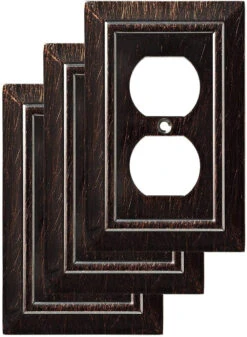 Liberty 3-pack Classic Architecture Single Duplex Wall Plate Venetian Bronze
