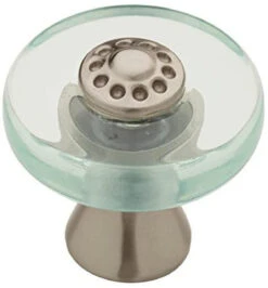 Liberty 1-1/4" Design Facets Isla Knob Satin Nickel & Vintage Green
