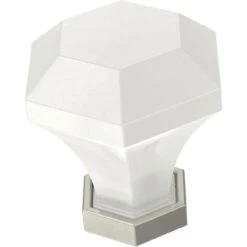 Liberty 1-3/8" Classic Acrylic Knob Flat White And Satin Nickel
