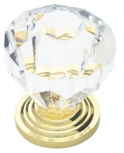 Liberty 1-1/4" Design Facets Acylic Knob Brass And Clear Acrylic