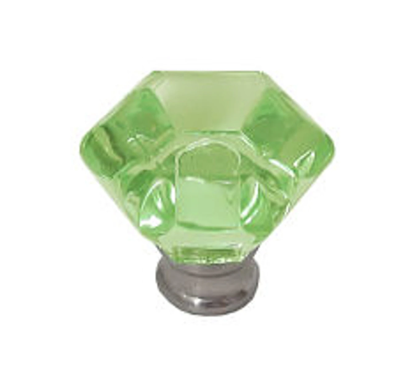 Liberty 1-1/4" Acrylic Knob Coke Bottle Green And Satin Nickel 1 Liberty 1-1/4" Acrylic Knob Coke Bottle Green And Satin Nickel